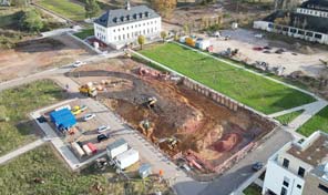 Luftbild ZENZ-Massivhaus Baustelle in Trier-Saarburg